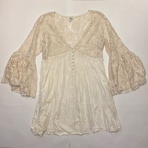 Umgee White Floral Lace Dress (Small)